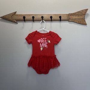 Way To Celebrate | Bee Mine One Piece Romper Baby 18M Heart Tutu Valentines Day